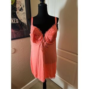 NWT Cacique orange sexy lingerie slip dress with a 42DD bra